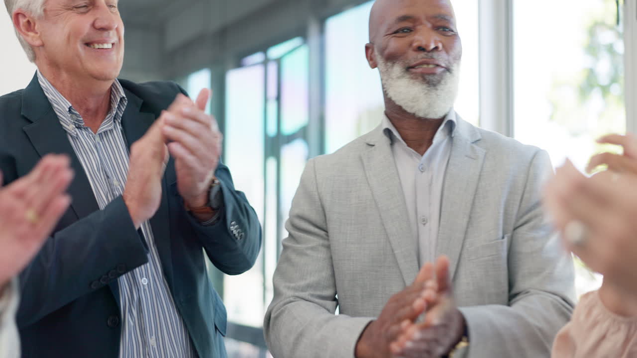 Applause, business people and congratulations