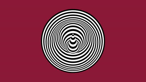 hipnotizante patrón en espiral blanco y negro sobre fondo rojo