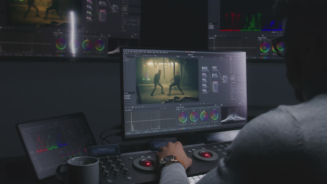 editor de video trabajando en un proyecto