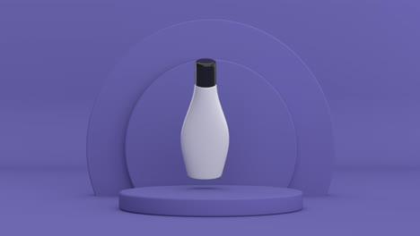 4k resolution video: white blank cosmetic cream tube with empty space for yours design rotating over violet very peri cylinders products stage pedestal on a violet very peri background loop animation