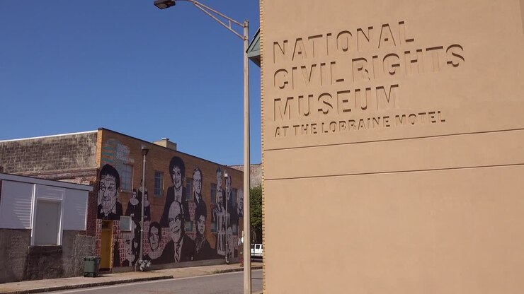 Establishing shot of the National Civil Rights Museum in Memphis Tennessee