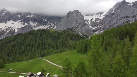 4k drone shot of majestic dachstein glacier, styria, austria in the alps