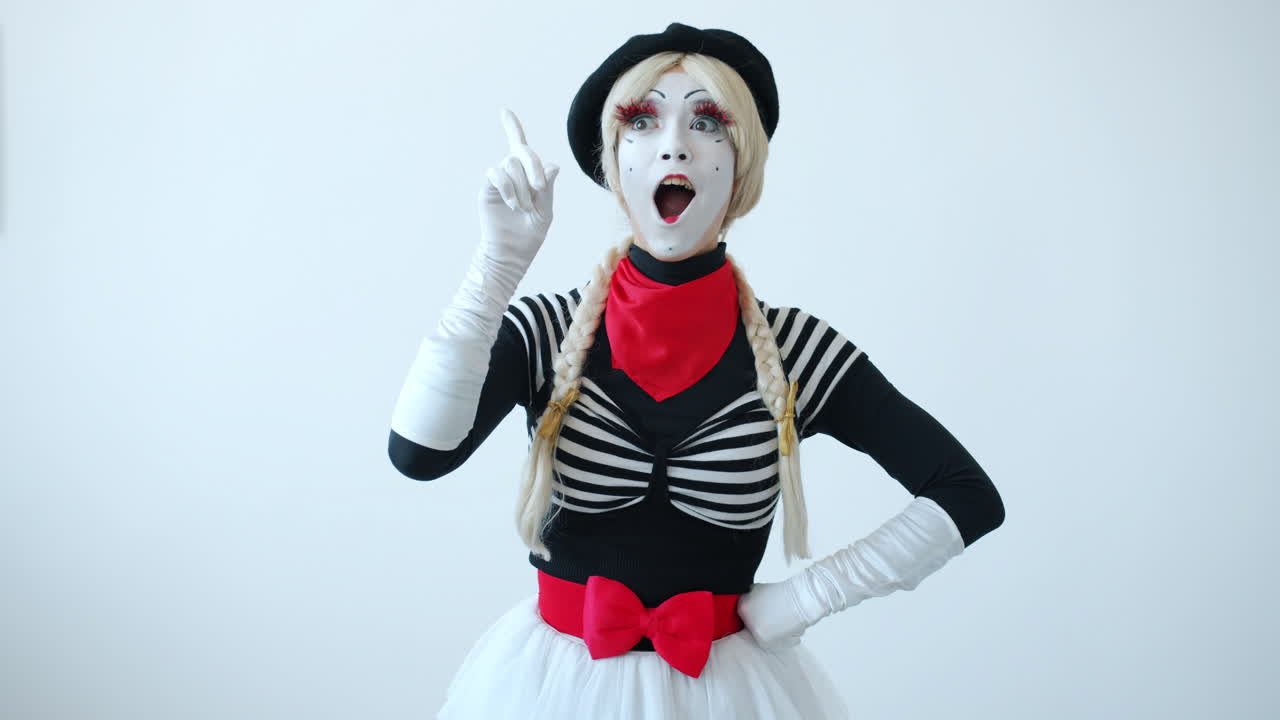 Mime Artist Expressing Surprise