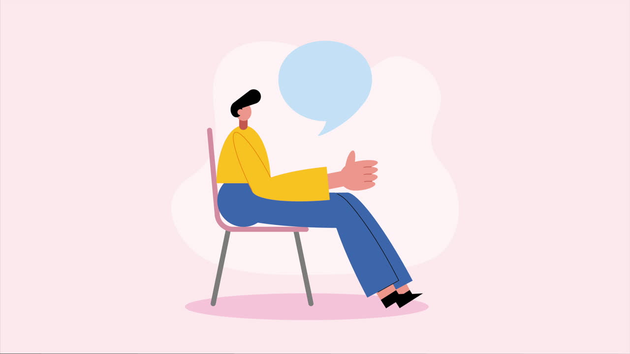 의자 에 앉아 이야기 하는 사람