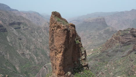 fantastica toma aerea en orbita sobre roque palmes, que se encuentra en el municipio de tejeda y pertenece al parque rural del nublo en la isla de gran canaria