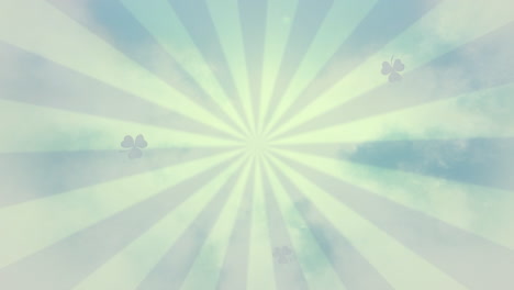 animación de iconos de trébol sobre líneas y nubes