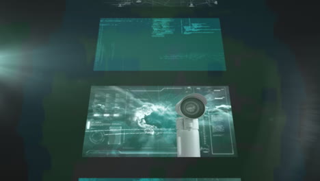 animación de una cascada de pantallas de interfaz digital con procesamiento de información y datos