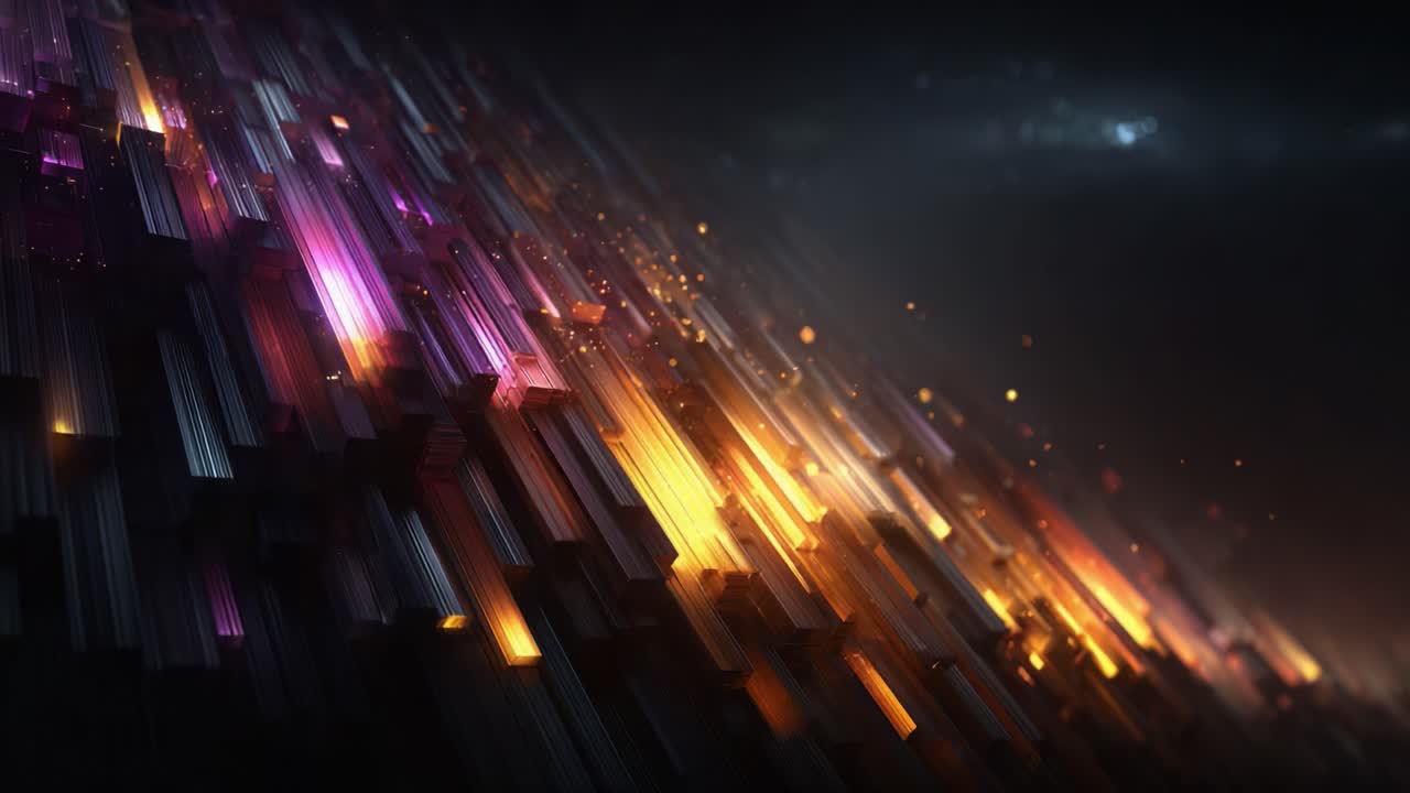 A Stunning Abstract Visual Display of Metallic Stripes Blending Warm and Cool Colors, Creating a Captivating Atmosphere of Depth and Light