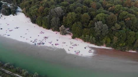 Flying-over-the-river-Isar-in-Munich-Germany