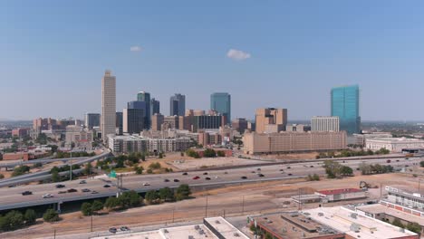 establishing drone shot of fort worth, texas