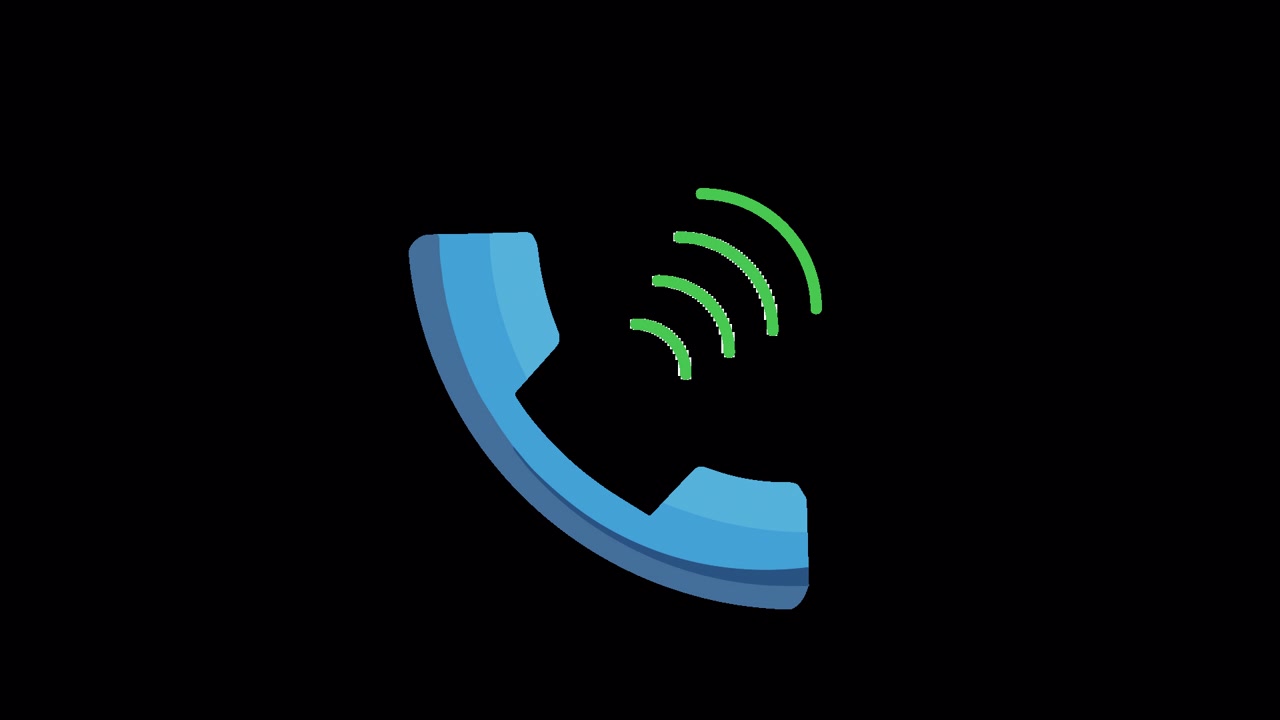 Ikon Telepon Biru Animasi dengan Sinyal Berdering