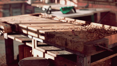 various carpenter tools and supplies in a garage