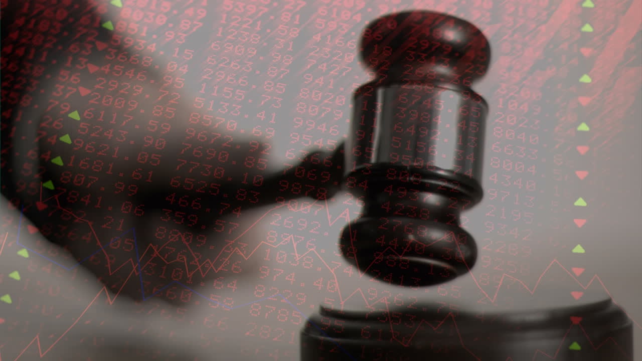 animación de las estadísticas y el procesamiento de datos financieros sobre el martillo del subastador