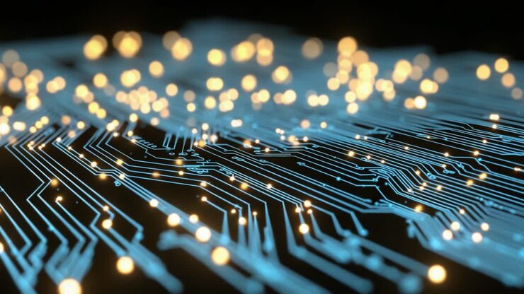 Exploring the Depths of Digital Circuits: A Mesmerizing Visual Journey Through an Electrifying Circuit Board with Dynamic Light Patterns and Intricate Connections