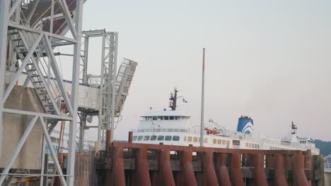 ferry pulling into a terminal