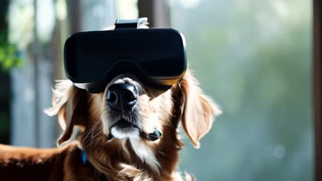 un perro con un par de gafas de realidad virtual