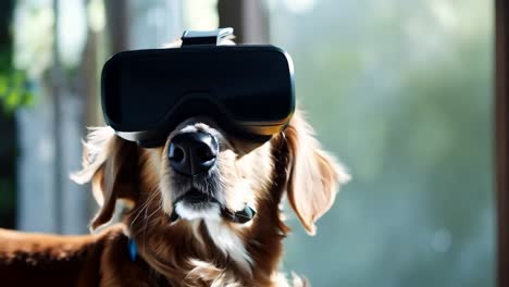 a dog wearing a pair of virtual reality glasses