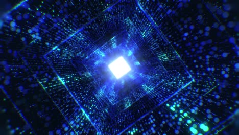 túnel digital con nodos brillantes