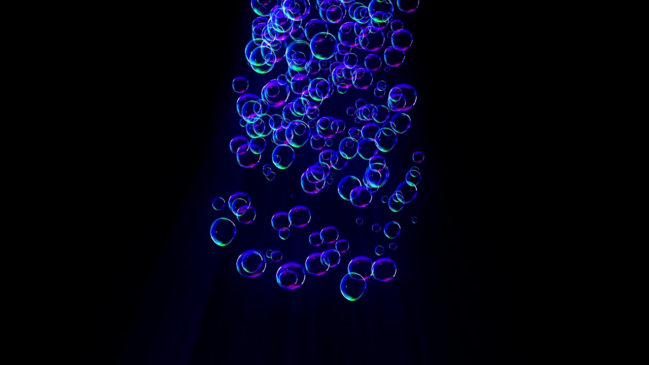 Rainbow bubbles on a dark background