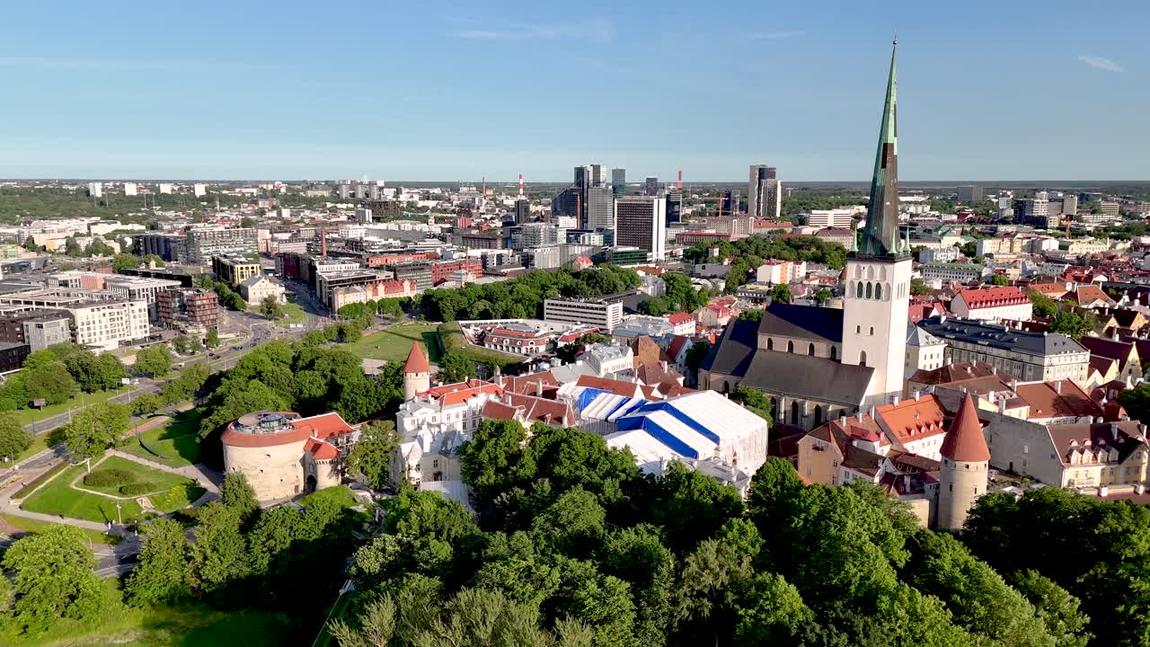 Aerial view over the old town in Tallinn, Estonia
