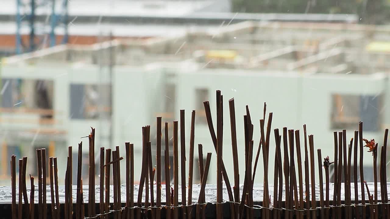 도시에서 비가 오는 날