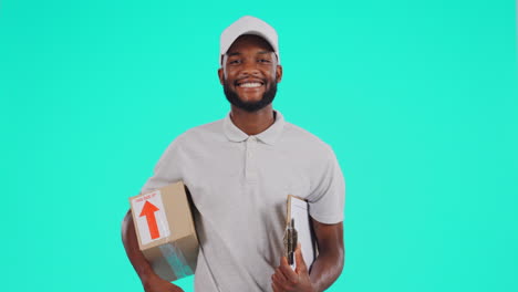 portrait, shipping or documents with a black man