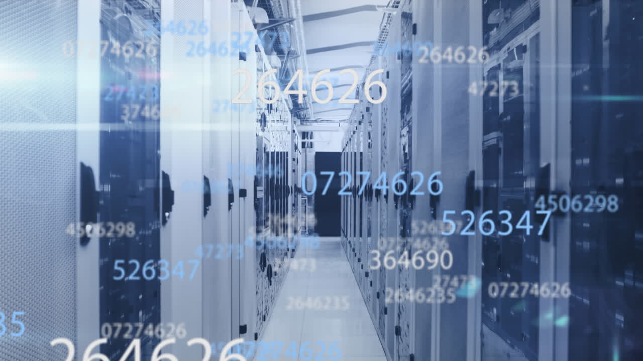 animación del procesamiento de datos científicos en la sala de servidores