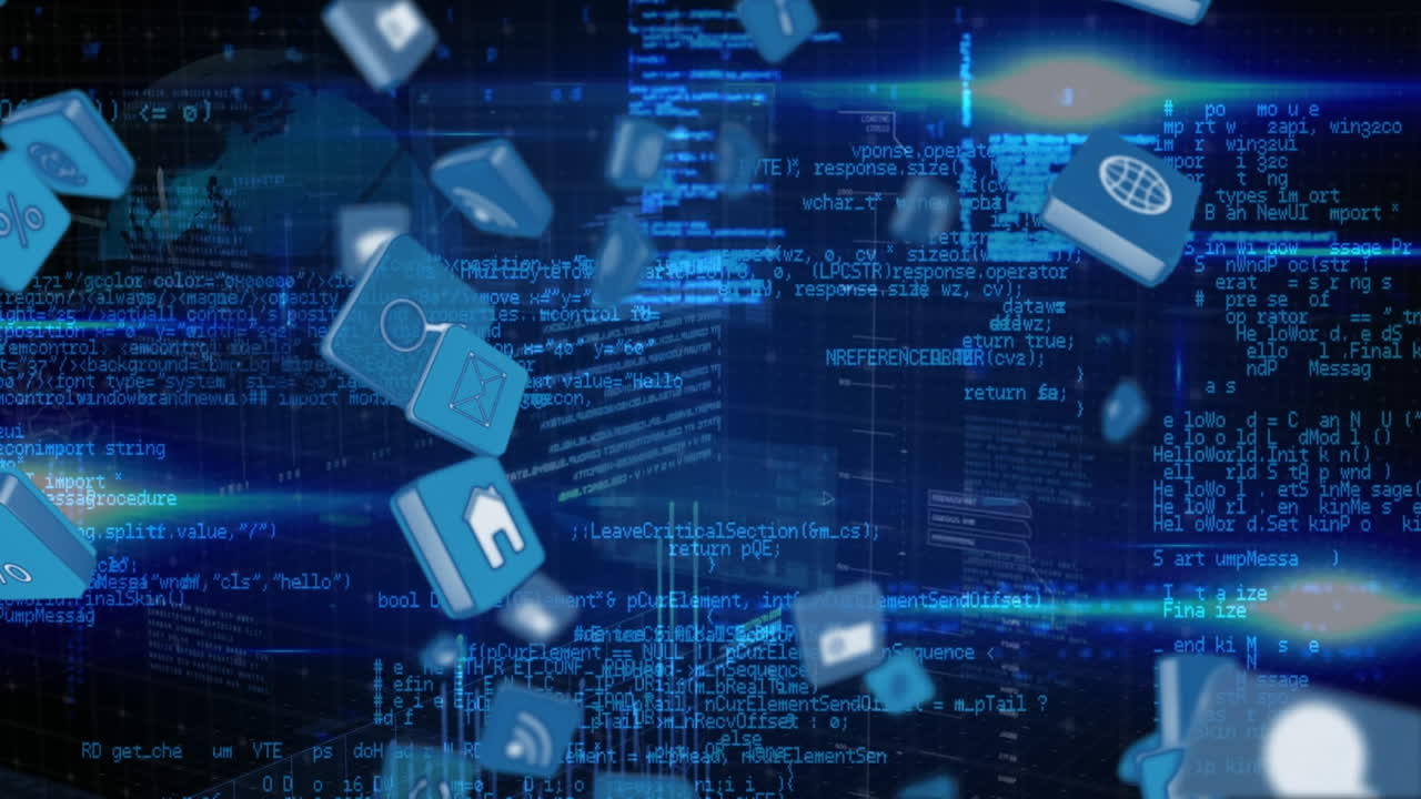 iconos de internet con códigos y gráficos