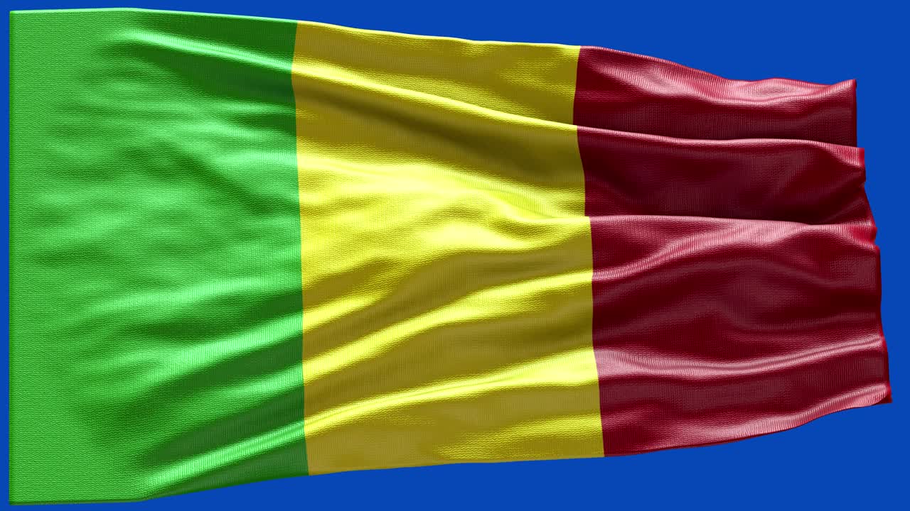 4k Highly Detailed Flag Of Mali - Mali Flag High Detail - National flag Mali wave Pattern loopable Elements