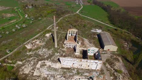 aerial view of a destroyed factory. remains of buildings 02