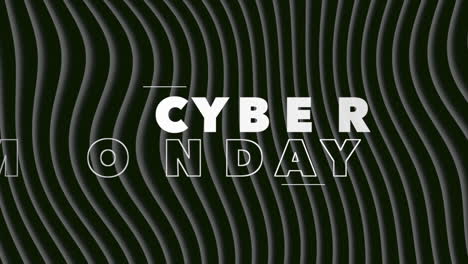 cyber monday text with waves pattern on black gradient