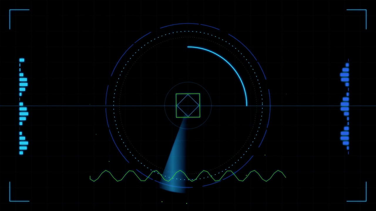 Interfaccia radar digitale con raggio di scansione rotante