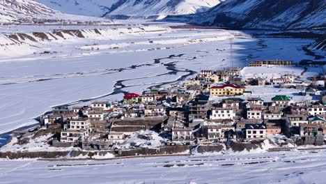 frozen himalayan village in winter