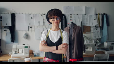 fashion designer in her studio