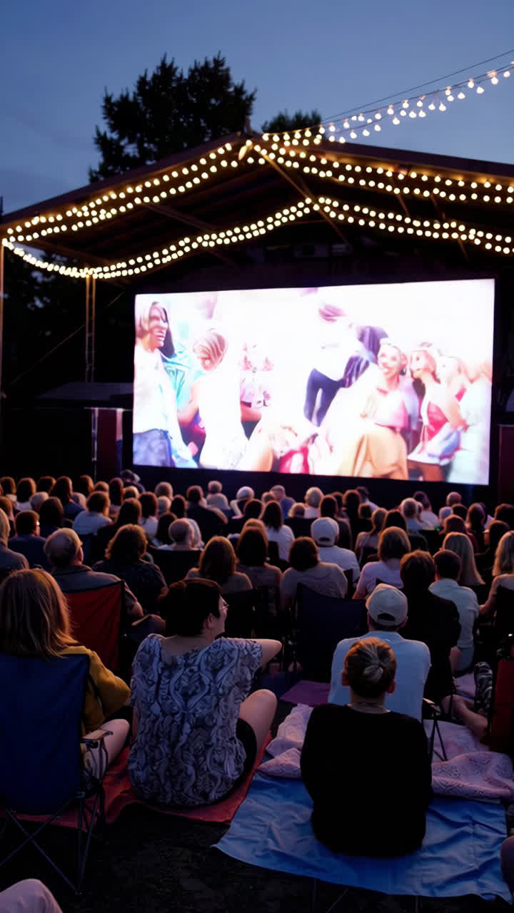 Outdoor Movie Night Experience with an Audience