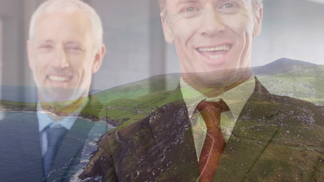 Animace krajiny nad různorodými podnikateli.