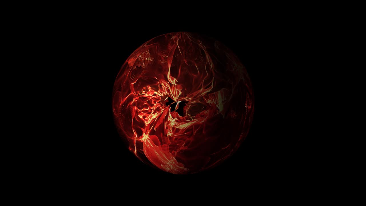Red Abstract Source of Energy in the Form of a Sphere. Dark Background