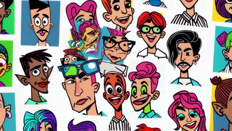 vibrant collage of diverse cartoon faces
