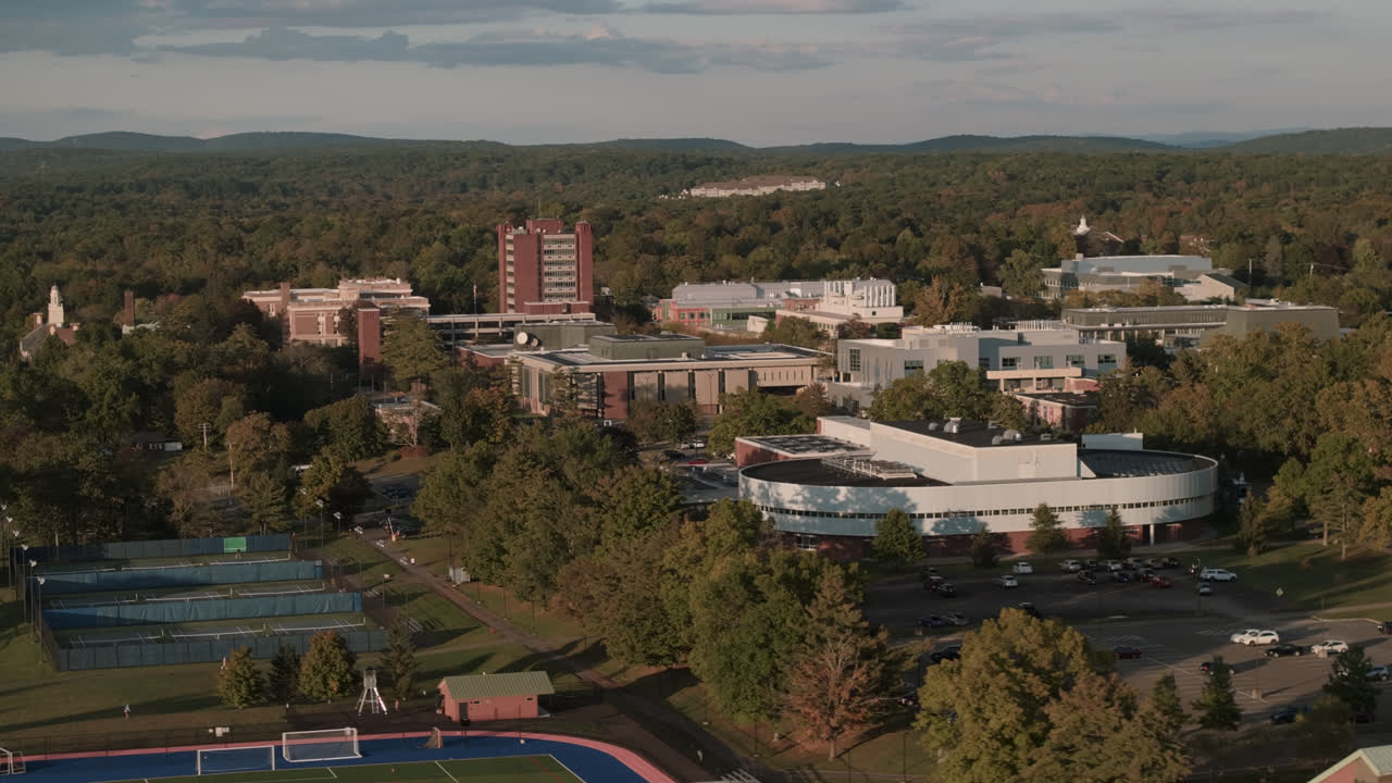 SUNY New Paltz on an autumn day. Shot at sunset in the Catskill Mountains