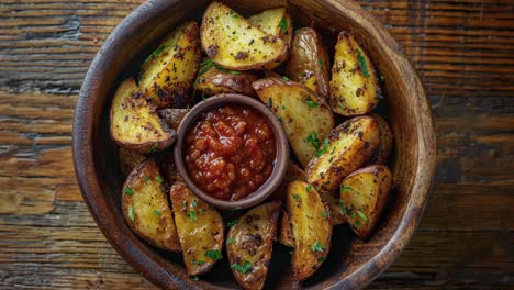 deliciosas patatas asadas con salsa de tomate picante