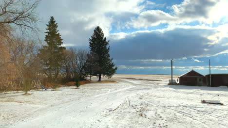 Lapso-De-Tiempo-De-Invierno-En-Una-Granja