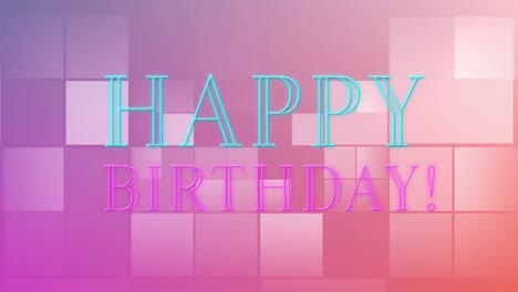animación de texto de feliz cumpleaños de neón sobre cuadrados