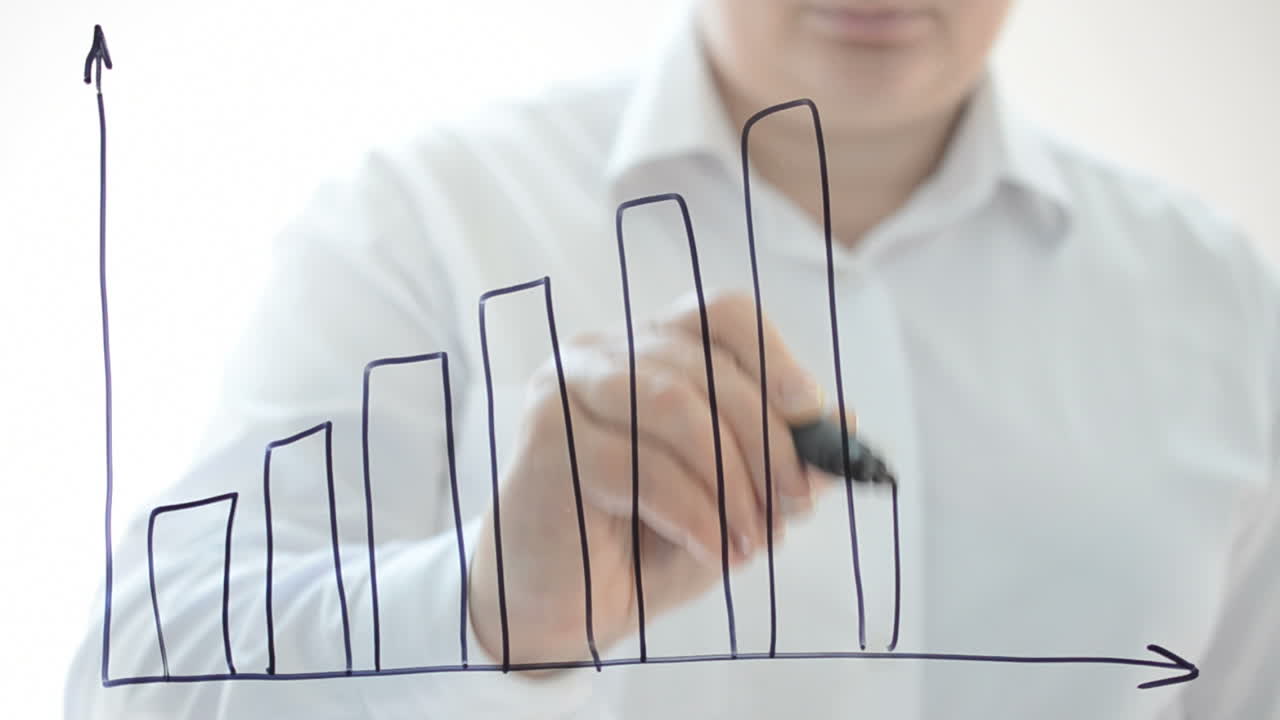 Dibujamos gráficos empresariales. Dibujamos con un marcador