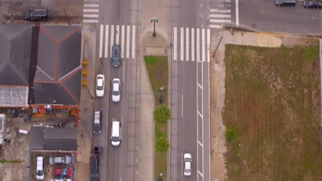 Birds-eye-view-of-streets-in-New-Orleans,-Louisiana