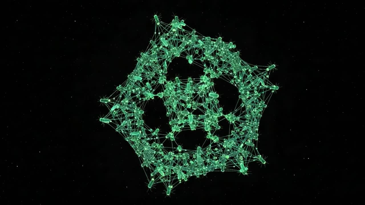 Intricate Network Formation: A Visual Exploration of Geometric Structures in an Abstract Digital Universe Representing Complex Interactions and Connectivity.