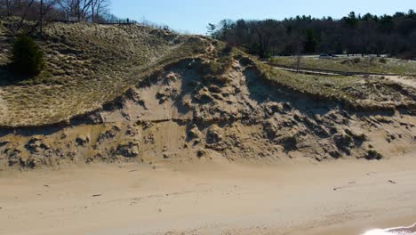 sand falling and eroding from a small dune