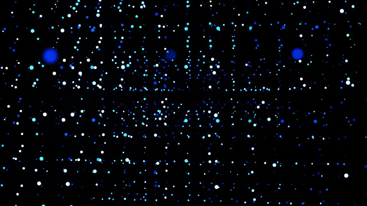 추상적인 3d 루프 배경은 빛나는 입자가 3d 공간에서 줄지어 서 있습니다. 파란 입자와 부드러운 애니메이션 카메라와 함께 축제 vj 루프.
