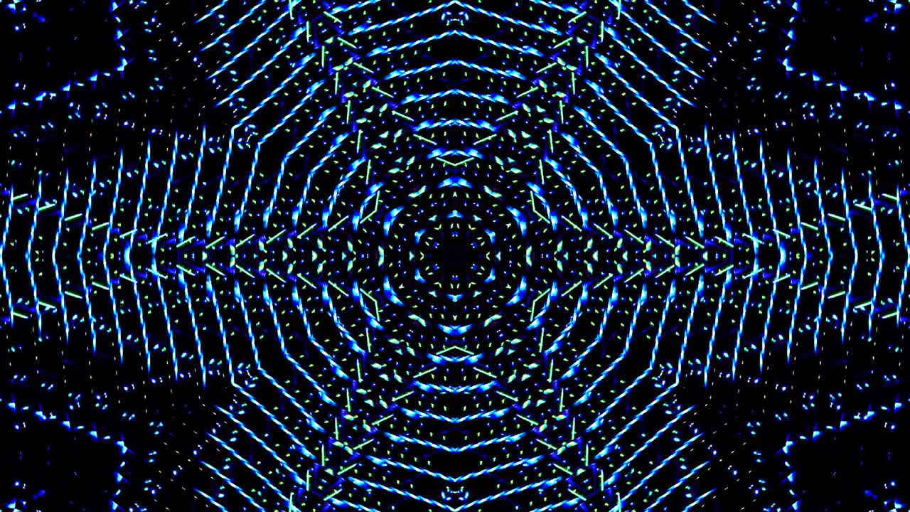 shining bright lines set blue wave motion, colorful, on black background