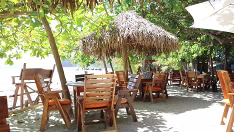 restaurant tables on the beach