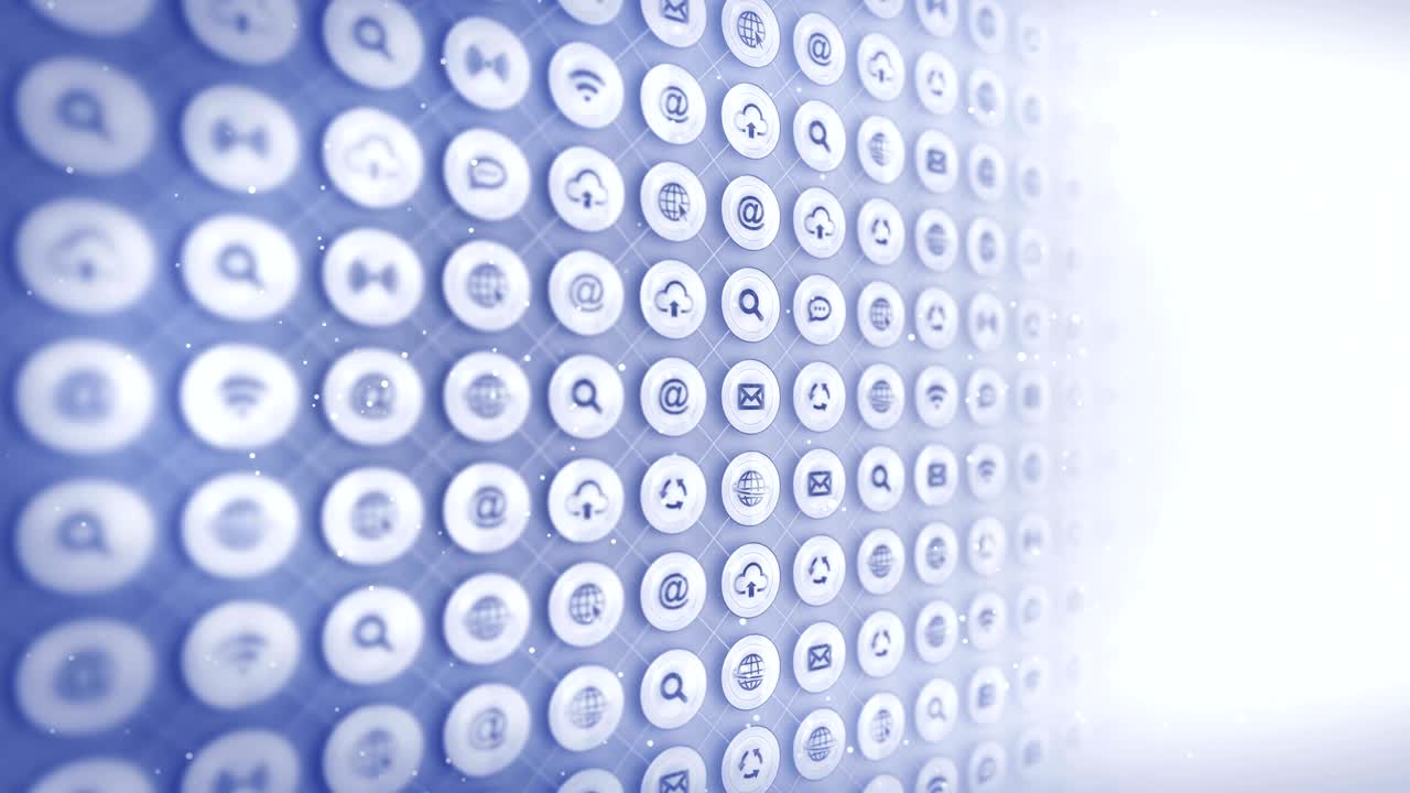 웹 아이콘 세트, 인터넷 커뮤니케이션 배경, cg 루프 애니메이션